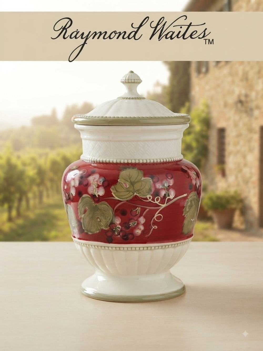 Raymond Waites by Certified International Grape Vine Lidded Canister Cookie Jar